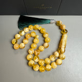 Handmade Honey White Amber Misbaha Tasbih Islamic Prayer Beads 12.1mm 44.9g