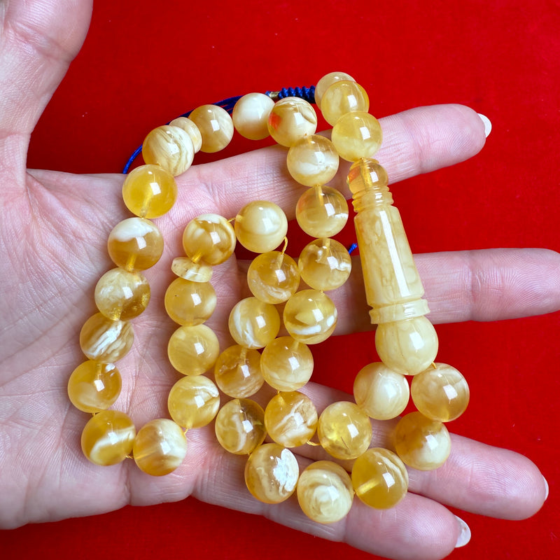 *EXCLUSIVE HONEY WHITE AMBER MISBAHA 11.6mm 38.5g