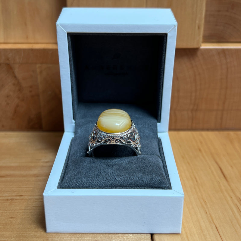 Baltic Amber Men’s Ring – 925 Sterling Silver, Handmade, Adjustable Size