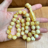 Handmade White Amber Misbaha Tasbih Islamic Prayer Beads 12.1mm 40.2g