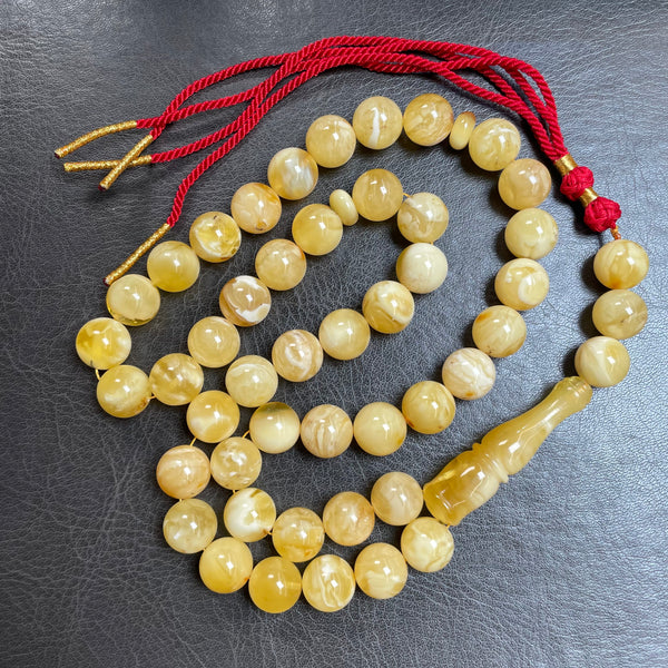 Tiger Baltic Amber Misbaha Tasbih Islamic Prayer Beads 12mm 50g