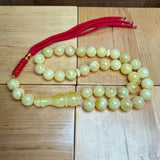 Handmade White Amber Misbaha Tasbih Islamic Prayer Beads 11.8mm 39.7g