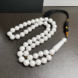 White Pressed Amber Style Misbaha Tasbih 38g | 10mm | 51 beads