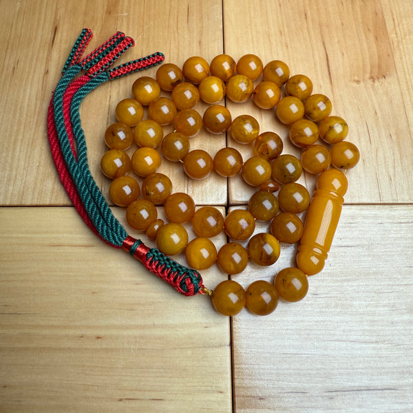 Handmade Antiq Amber Misbaha Tasbih Islamic Prayer Beads 11.2mm 44.5g