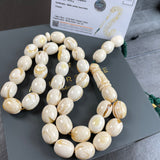 Handmade Honey White Amber Misbaha 12x15mm 64.82g 33 beads LAB certificate