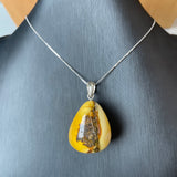 Natural Amber Pendant 925 Sterling Silver Made in Eu Baltic Gemstone 9g