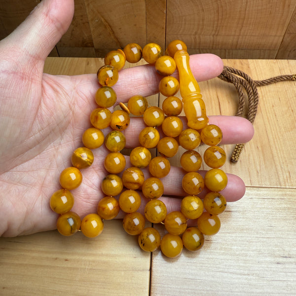 Handmade Antiq Amber Misbaha Tasbih Islamic Prayer Beads 11.7mm 48g