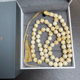 Handmade White Amber Misbaha | 10.7mm | 47.5g | 66 beads