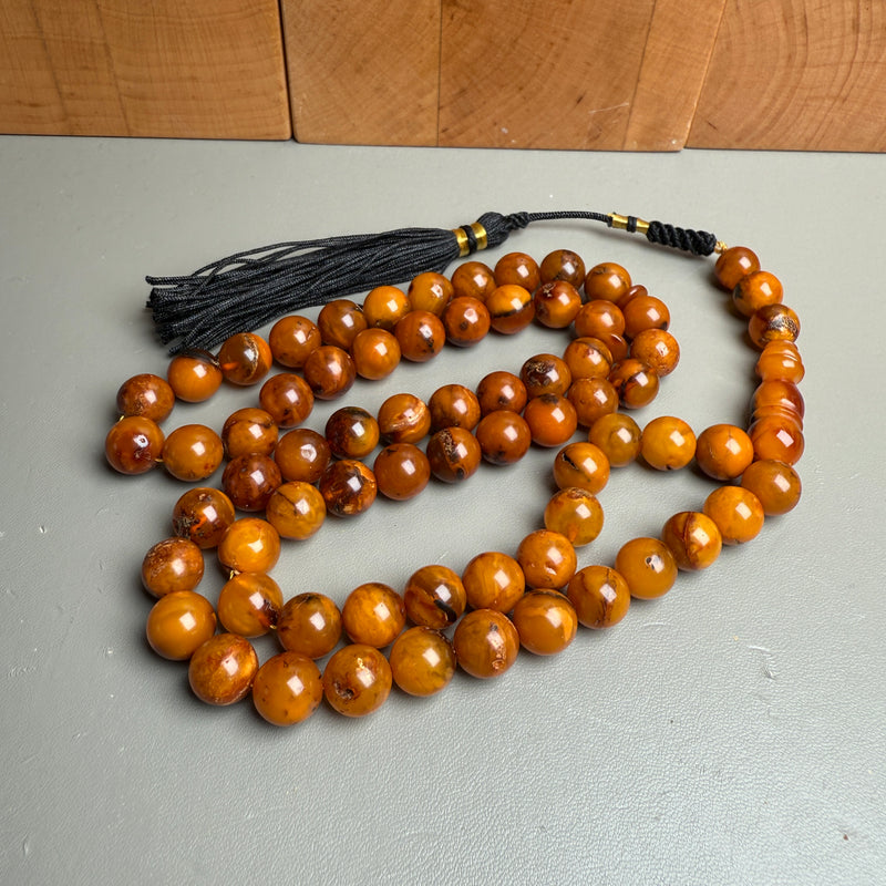 Handmade Antiq Amber Misbaha Tasbih Islamic Prayer Beads 9.5mm 36.5g