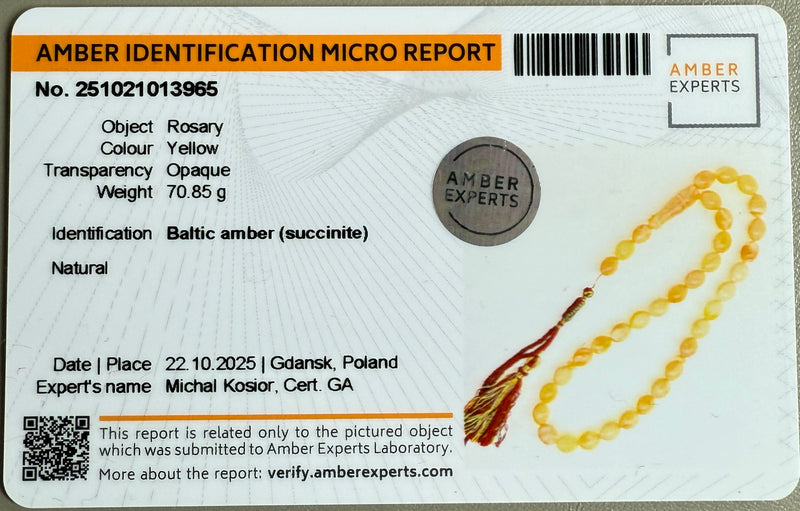 Handmade Natural Baltic Amber Misbaha Islamic Prayer Beads 13mm x 17mm 70g