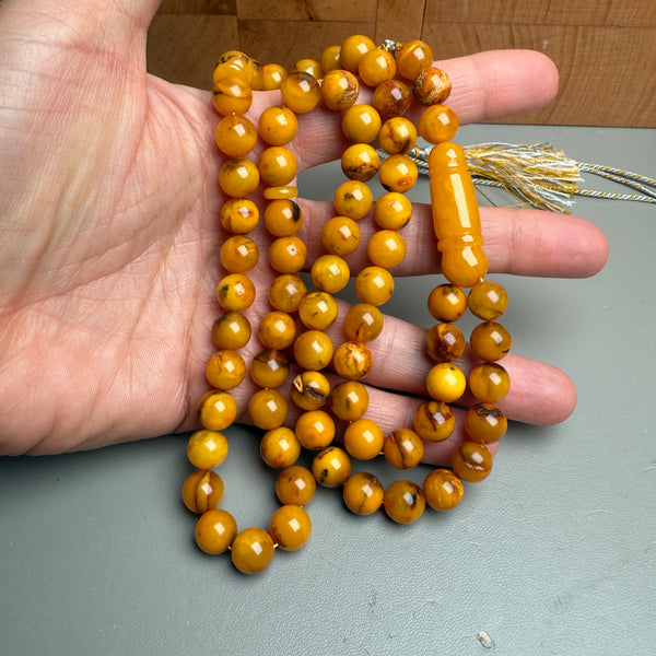 Handmade Antiq Amber Misbaha Tasbih Islamic Prayer Beads 9mm 32g