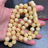 White Natural Amber Misbaha Tasbih Islamic Prayer Beads 11mm 40.4g