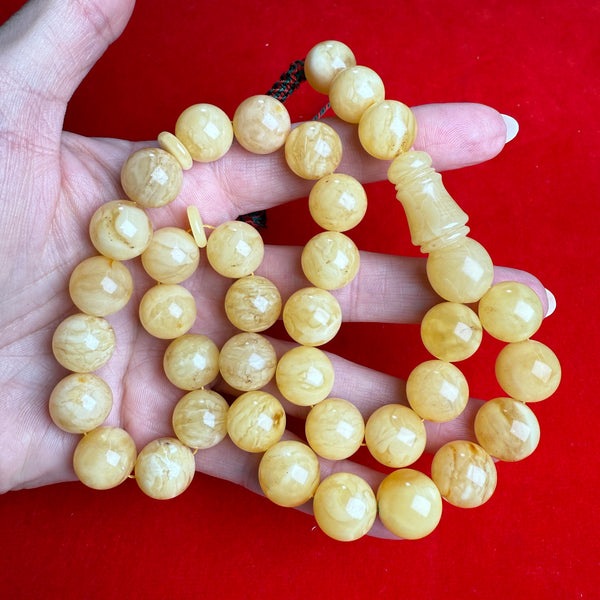 WHITE AMBER MISBAHA 13.3mm 52.6g