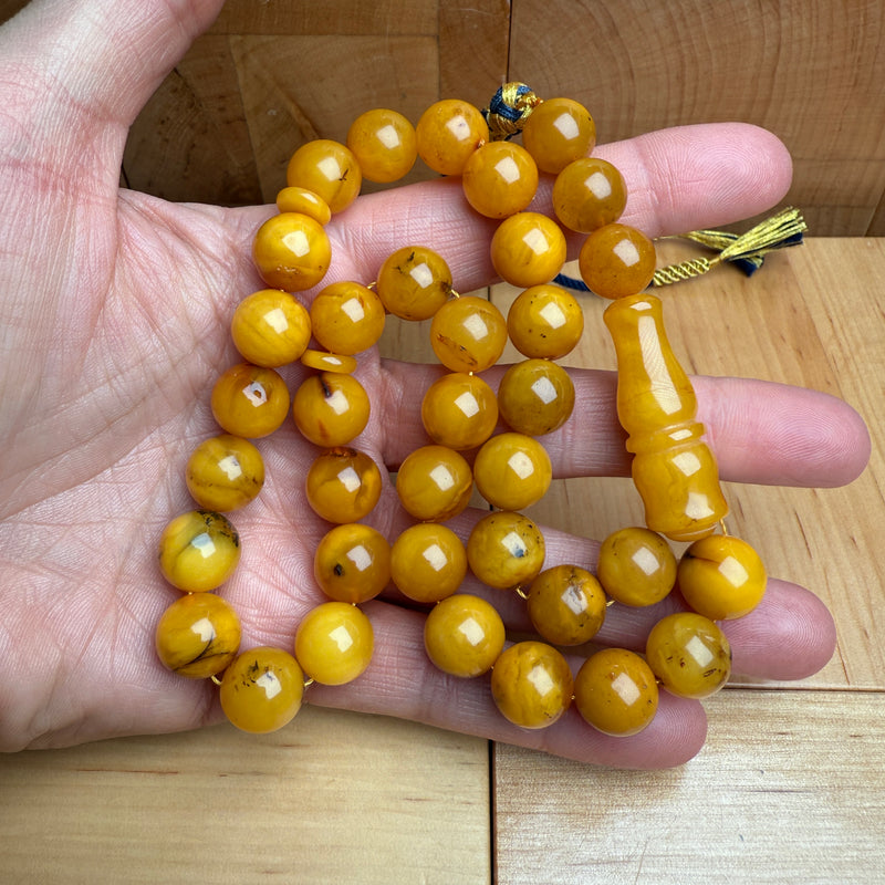 Handmade Antiq Amber Misbaha Tasbih Islamic Prayer Beads 11.6mm 36.5g