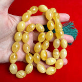 Premium Handmade Yellow Amber Tasbih Misbaha Islamic Prayer Beads 12mm x 18mm 59g