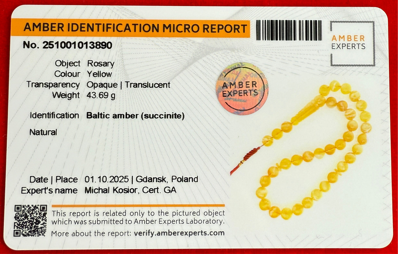 *EXCLUSIVE HONEY WHITE AMBER MISBAHA 12.3mm 43.5g