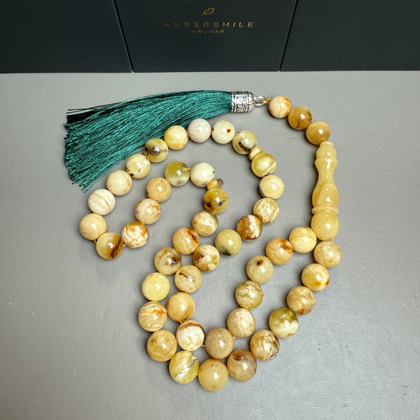 Handmade Oreo Amber Tasbih Misbaha Islamic Prayer Beads 10.8mm 40g