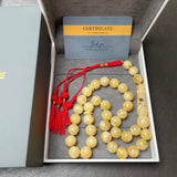 Handmade White Amber Misbaha Tasbih Islamic Prayer Beads 12.3mm 44.5g