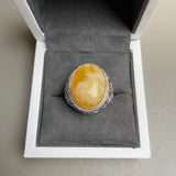 Baltic Amber Men’s Ring – 925 Sterling Silver, Handmade, Adjustable Size
