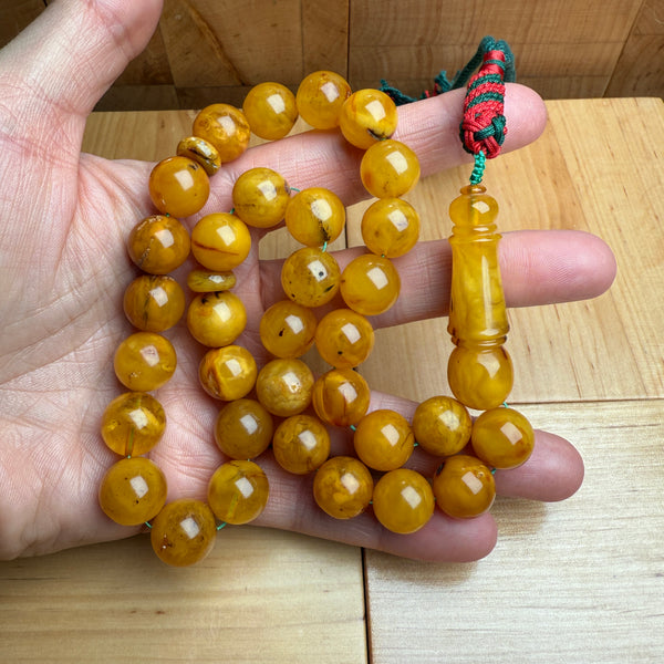 Handmade Antiq Amber Misbaha Tasbih Islamic Prayer Beads 12.4mm 43.5g