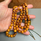 Handmade Antiq Amber Misbaha Tasbih Islamic Prayer Beads 8.9mm 32.5g