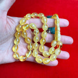 Premium Handmade Yellow Transparent Amber Tasbih Misbaha Islamic Prayer Beads 9mm x 16mm 29g