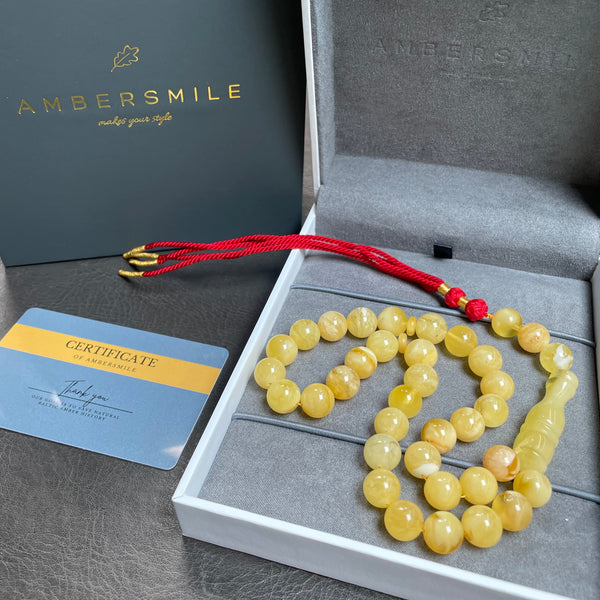 Natural Baltic Amber Misbaha Tasbih Islamic Prayer Beads 10.5mm 29.5g