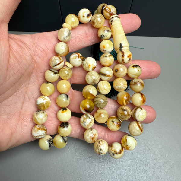 Handmade Oreo Amber Tasbih Misbaha Islamic Prayer Beads 10.8mm 40.2g