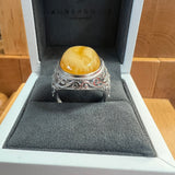 Baltic Amber Men’s Ring – 925 Sterling Silver, Handmade, Adjustable Size