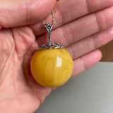 Amber Pendant 925 Sterling Silver Made in Eu Baltic Natural Gemstone 22.5g Gift
