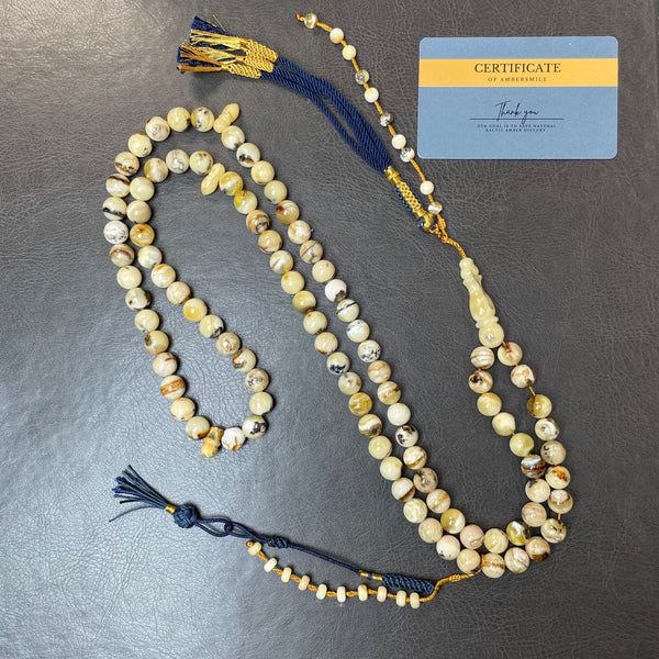 مسبحة إسلامية من أوريو بلون العنبر، 100 حبة، 10 مم، 64.6 غرام