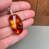 Natural Amber Pendant 925 Sterling Silver Made in Eu Baltic Gemstone 3.6g