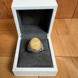 Baltic Amber Men’s Ring – 925 Sterling Silver, Handmade, Adjustable Size