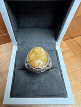 Baltic Amber Men’s Ring – 925 Sterling Silver, Handmade, Adjustable Size
