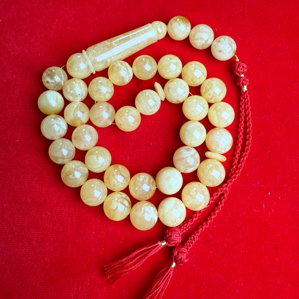 YELLOW WHITE AMBER MISBAHA 14.4mm 72g