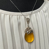 Natural Amber Pendant 925 Sterling Silver Made in Eu Baltic Gemstone 14.5g