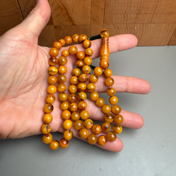 Handmade Antiq Amber Misbaha Tasbih Islamic Prayer Beads 8.5mm 26.5g