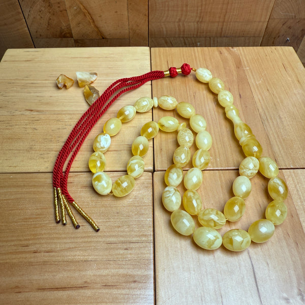 Handmade Amber Tasbih/Misbaha Islamic Prayer Beads 10mm x 13mm 31.8g