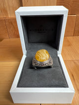 Baltic Amber Men’s Ring – 925 Sterling Silver, Handmade, Adjustable Size