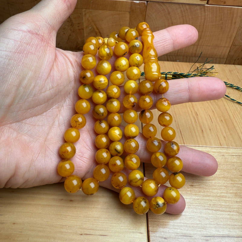 Handmade Antiq Amber Misbaha Tasbih Islamic Prayer Beads 9.4mm 33g