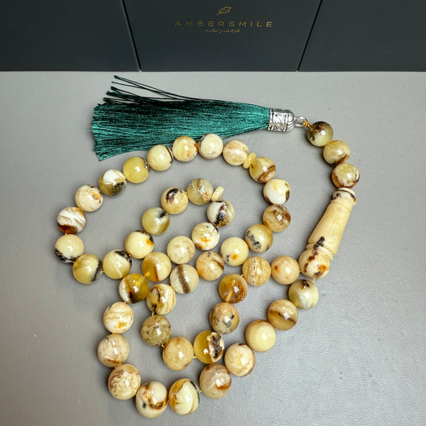 Handmade Oreo Amber Tasbih Misbaha Islamic Prayer Beads 10.8mm 40.2g