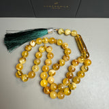 Handmade Yellow Amber Tasbih Misbaha Islamic Prayer Beads 10.9mm 40.3g