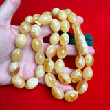 Premium Handmade White Amber Tasbih Misbaha Islamic Prayer Beads 14mm x 20mm 84g