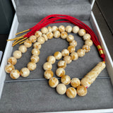 Handmade White Amber Misbaha 10mm 30.37g 45 beads LAB certificate