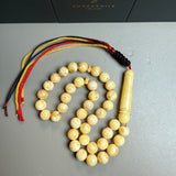 Handmade White Amber Misbaha Tasbih Islamic Prayer Beads 10mm 28.5g