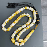 White Pressed Amber Style Misbaha Tasbih 30g | 8x13mm | 33 beads