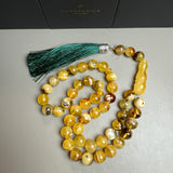 Handmade Yellow Amber Tasbih Misbaha Islamic Prayer Beads 11.4mm 41.8g