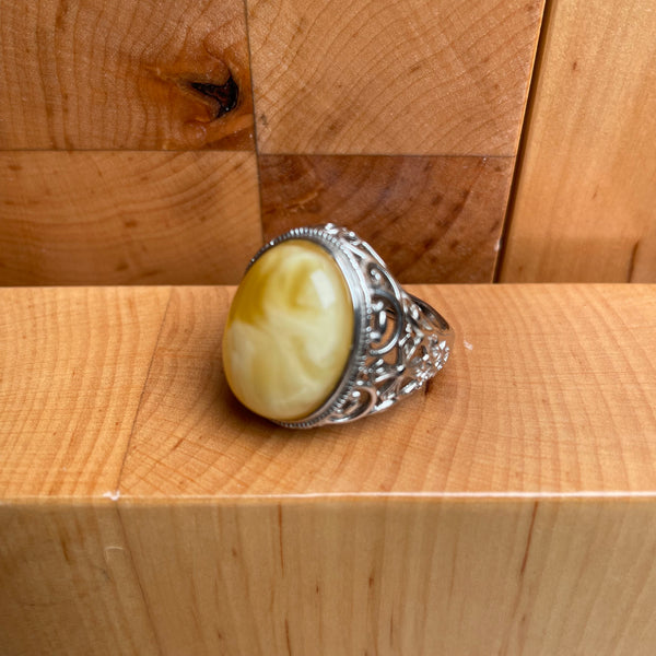 Baltic Amber Men’s Ring – 925 Sterling Silver, Handmade, Adjustable Size