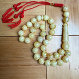 Handmade White Amber Misbaha Tasbih Islamic Prayer Beads 12.3mm 44.5g