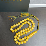 White Pressed Amber Style Misbaha Tasbih 36g | 10mm | 47 beads